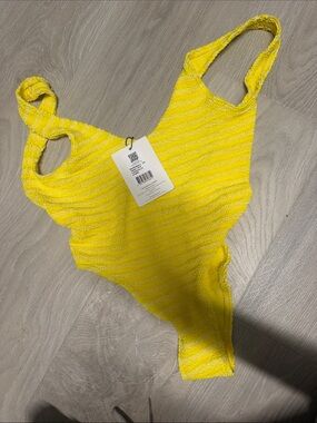 bond-eye Yellow Textured One-Piece Swimsuit
